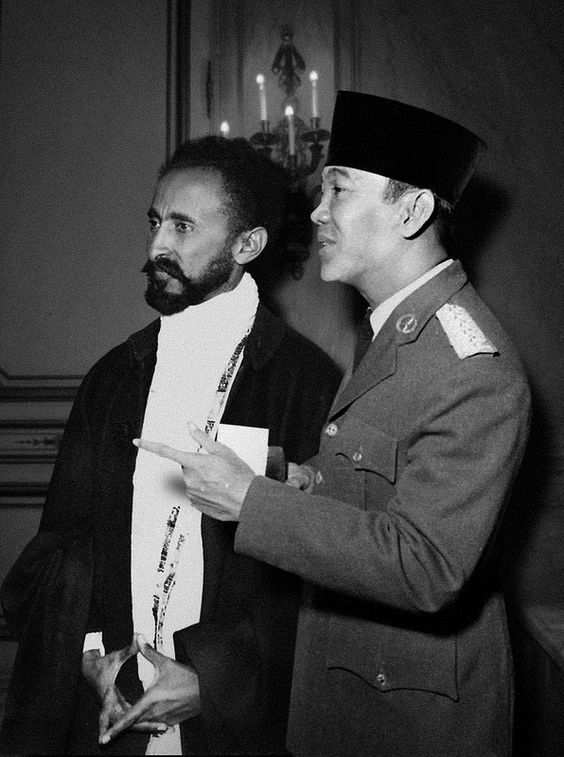 Indonesian president Soekarno with Emperor of Ethiopia Haile Selassie